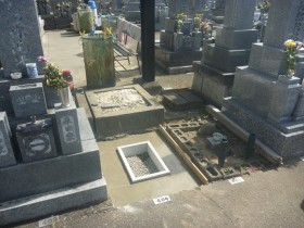 岐阜市東鏡島墓地でお墓建立工事開始しました