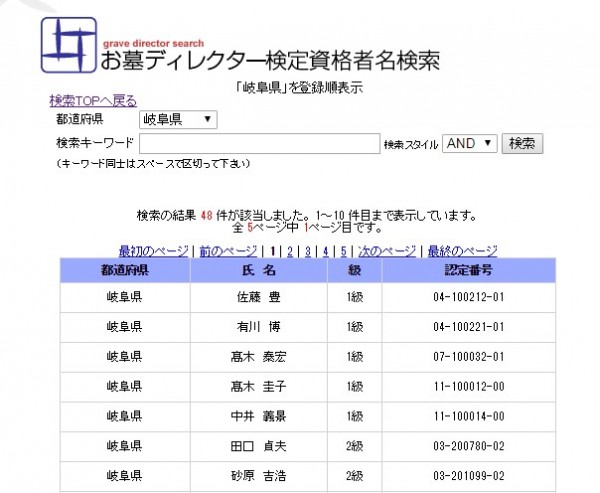 お墓ディレクター名簿